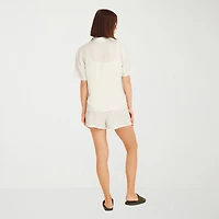 VOLCOM Womens Juniors Short Sleeve Camp Shirt