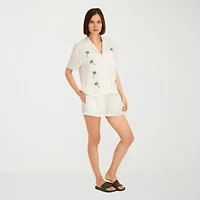 VOLCOM Womens Juniors Short Sleeve Camp Shirt