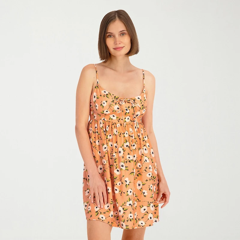 VOLCOM Womens Juniors Scoop Neck Sleeveless Sundress