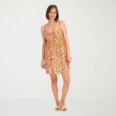 VOLCOM Womens Juniors Scoop Neck Sleeveless Sundress