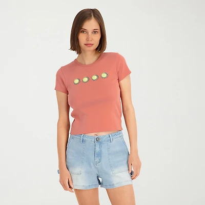 VOLCOM Womens Juniors Short Sleeve Graphic T-Shirt
