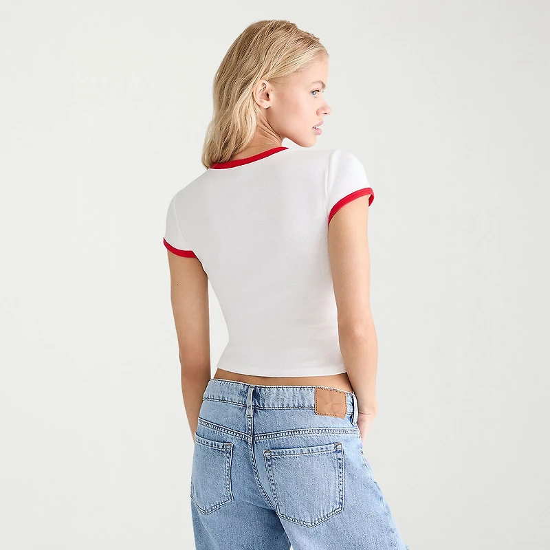 AEROPOSTALE Womens Juniors Crew Neck Short Sleeve Regular Fit Graphic T-Shirt
