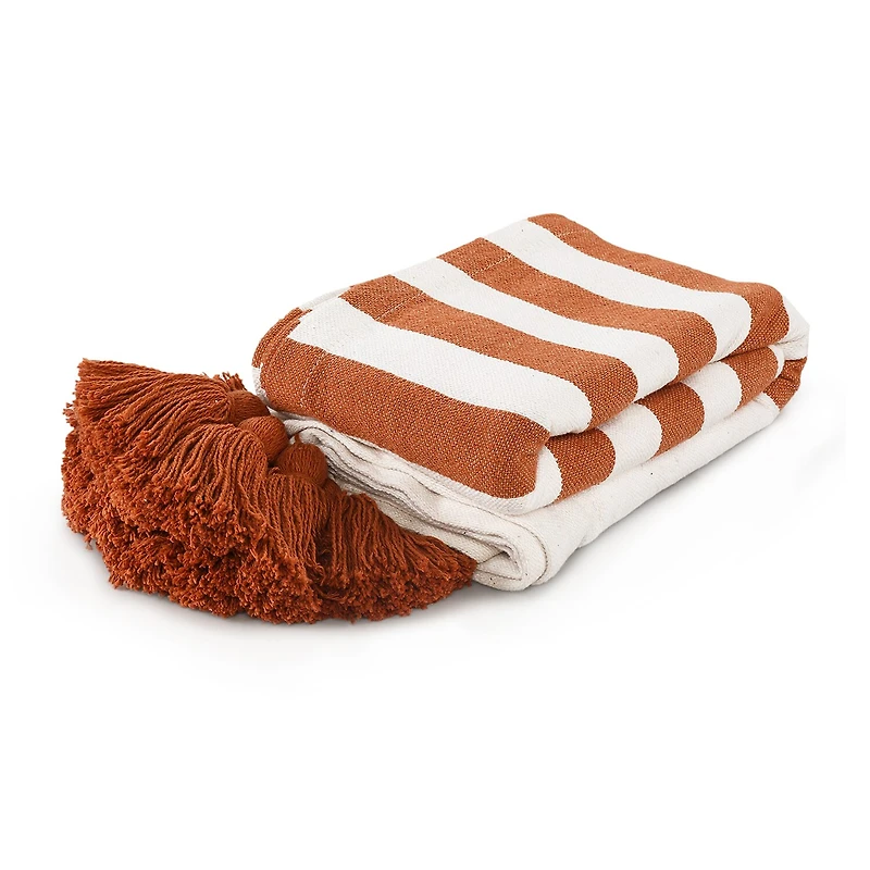 LR Home Hanny Striped Washable Reversible Throw