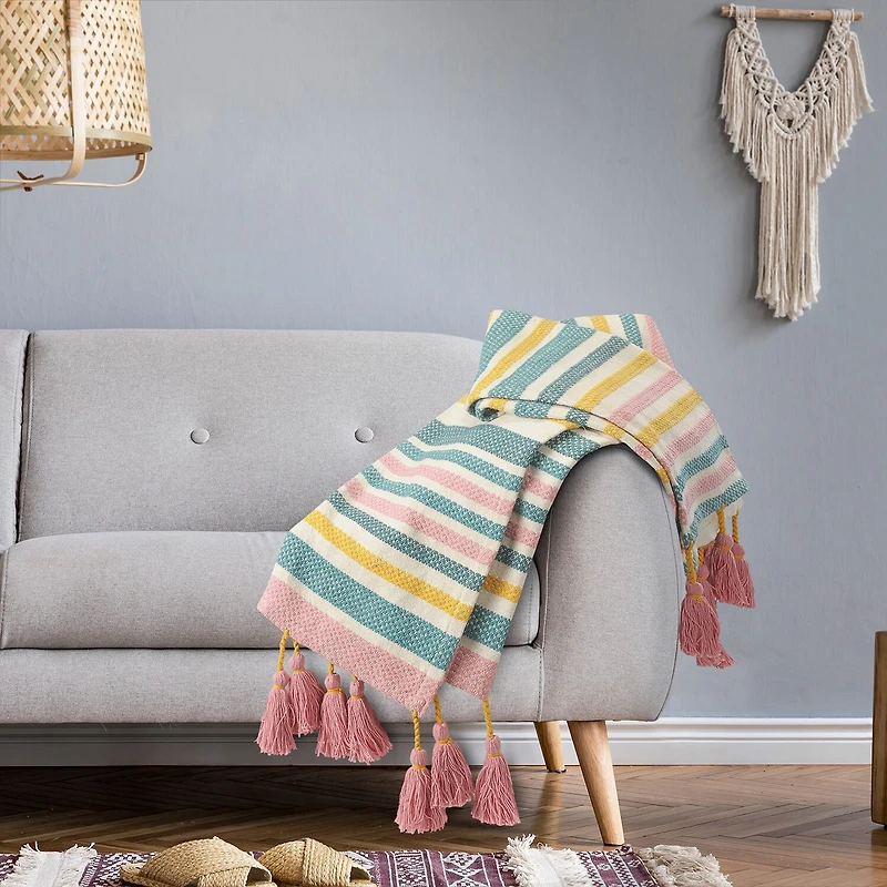 LR Home Angel Stripe Washable Reversible Throw