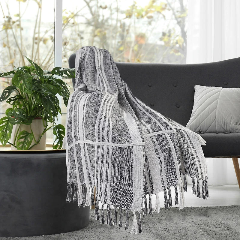 LR Home Cameron Stripe Washable Throw
