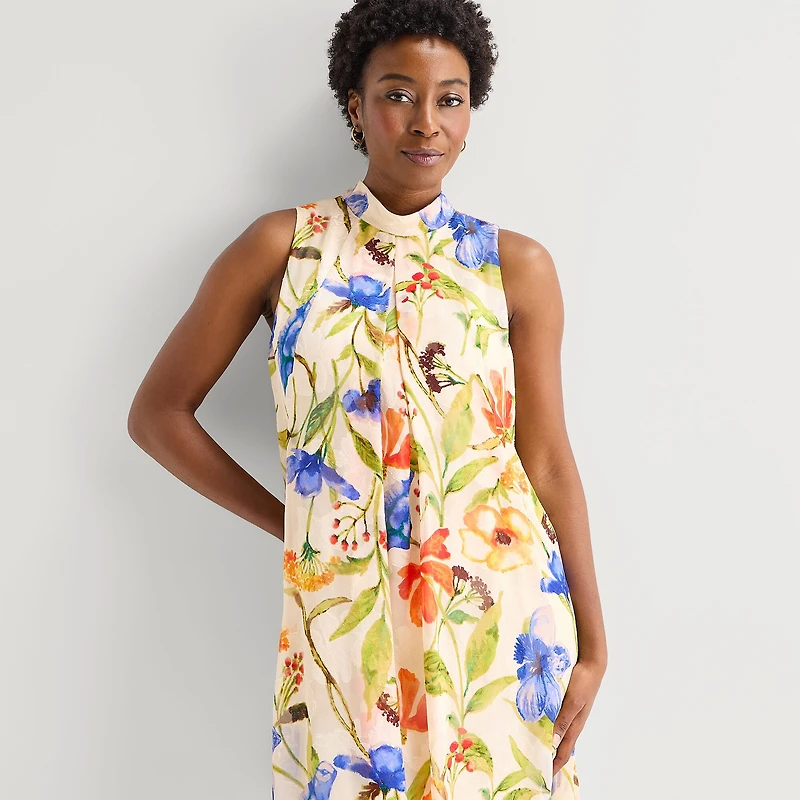 Robbie Bee Womens Sleeveless Floral Jacquard Fit + Flare Dress