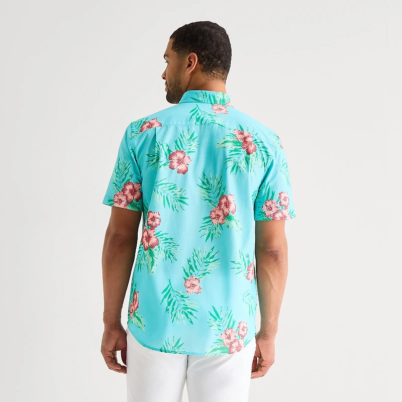 St. John's Bay Perforated Woven Mens Short Sleeve Classic Fit Button-Down Shirt