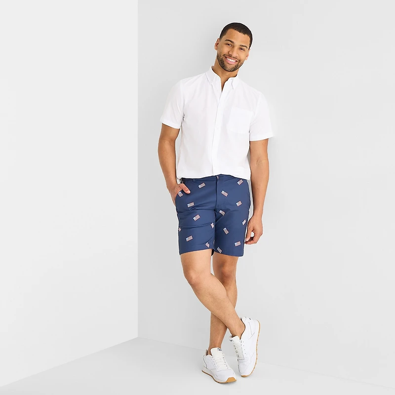 St. John's Bay Perforated Woven Mens Short Sleeve Classic Fit Button-Down Shirt