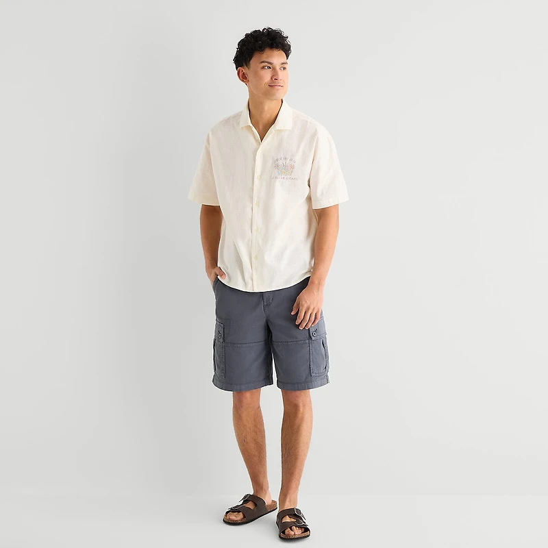 Arizona Mens Short Sleeve Regular Fit Button-Down Shirt