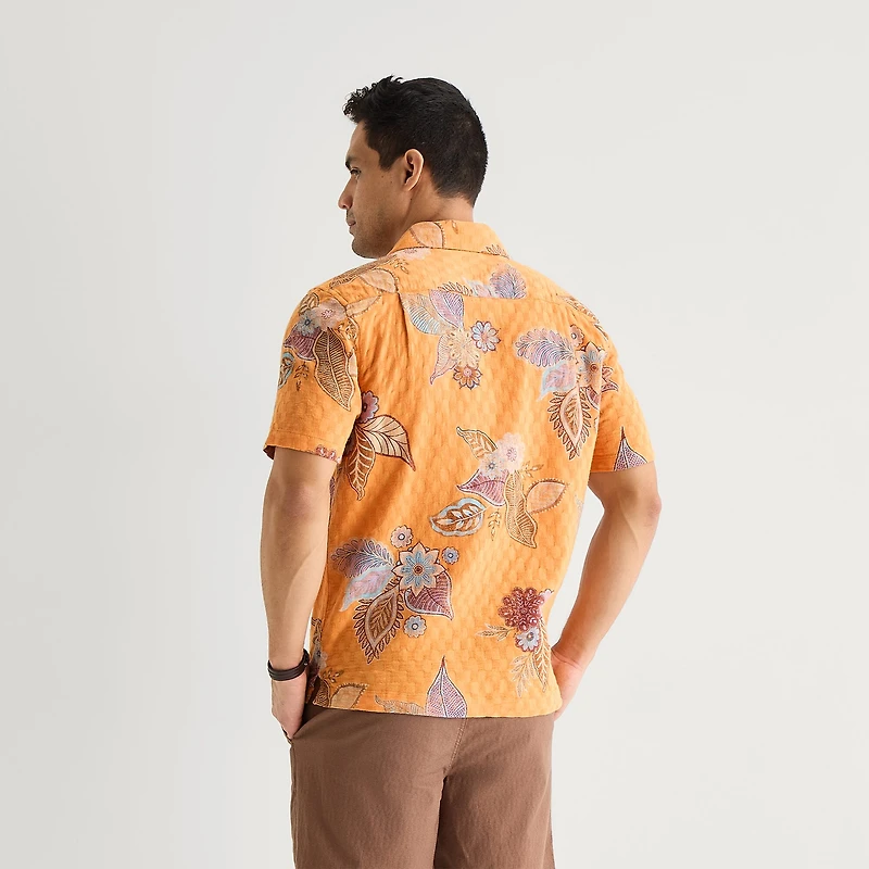 mutual weave Mens Short Sleeve Camp Shirt