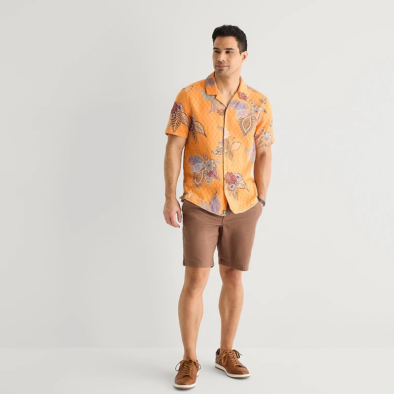 mutual weave Mens Short Sleeve Camp Shirt