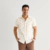mutual weave Mens Short Sleeve Classic Fit Button-Down Shirt