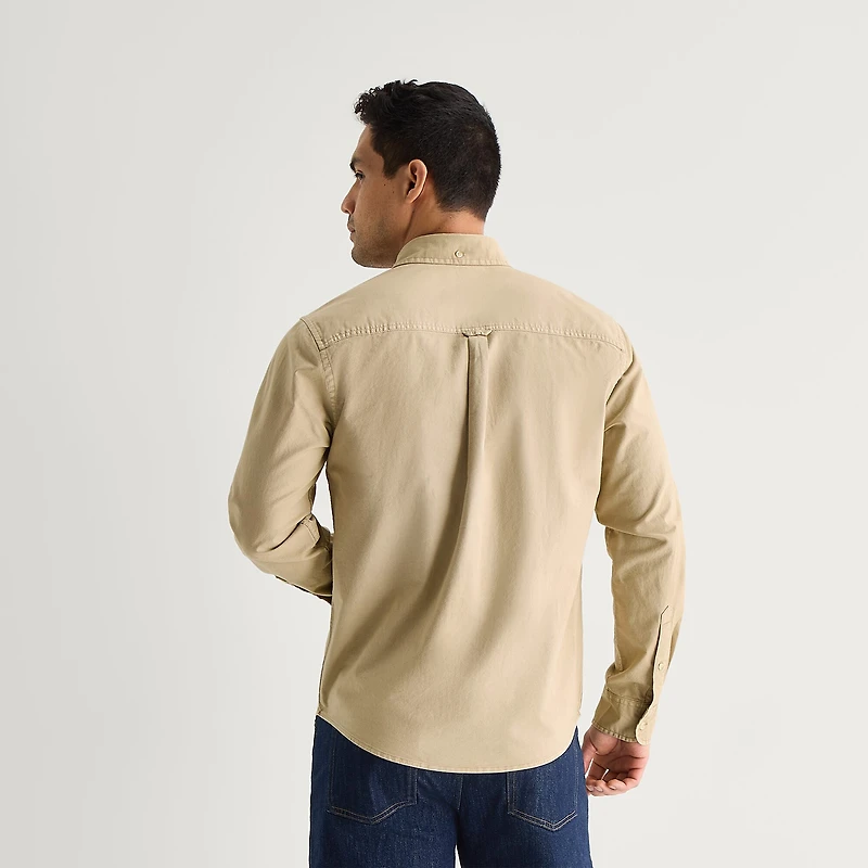 mutual weave Washed Oxford Mens Long Sleeve Classic Fit Button-Down Shirt