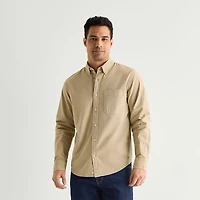 mutual weave Washed Oxford Mens Long Sleeve Classic Fit Button-Down Shirt
