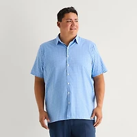 Stafford Cool Tech Mens Short Sleeve Classic Fit Stretch Fabric Wrinkle Free Big and Tall Button-Down Shirt