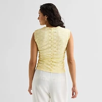 by&by Womens Juniors V Neck Sleeveless Blouse