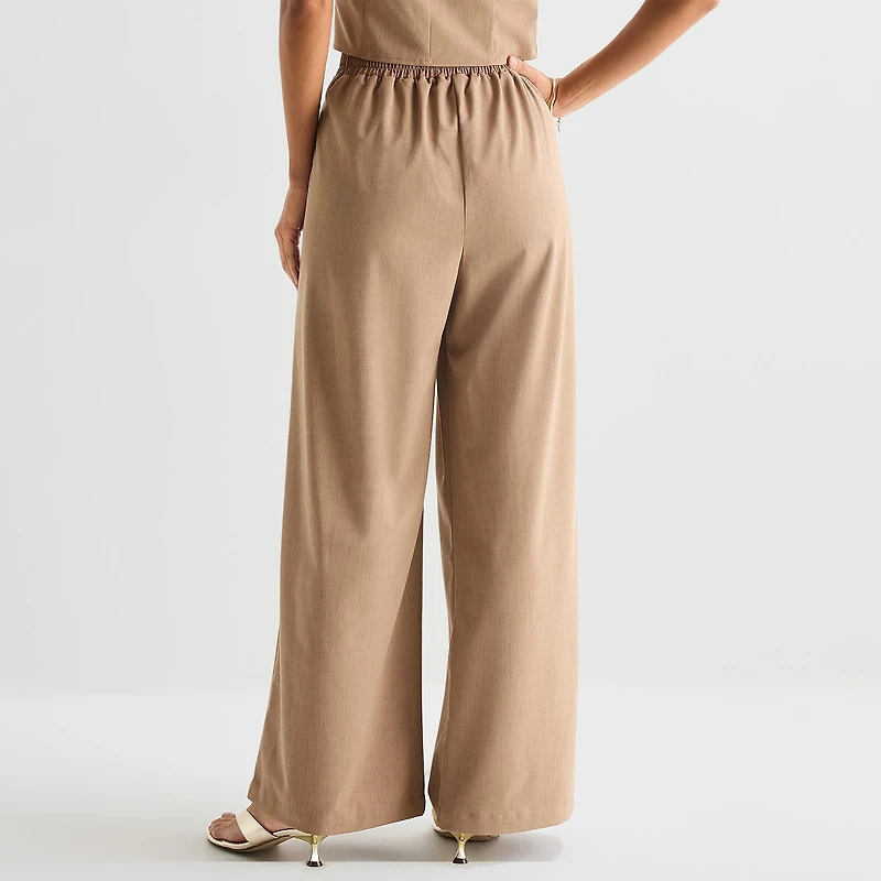 by&by Womens Juniors Wide Leg Flat Front Pant