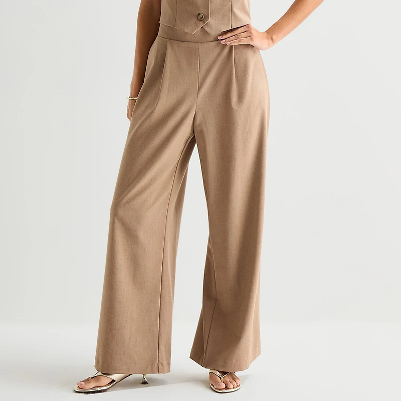 by&by Womens Juniors Wide Leg Flat Front Pant