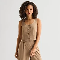 by&by Womens Juniors Scoop Neck Sleeveless Vest