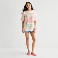 Arizona Womens Juniors Round Neck Short Sleeve Oversized Graphic T-Shirt