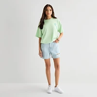 Arizona Womens Juniors Round Neck Short Sleeve Oversized Graphic T-Shirt