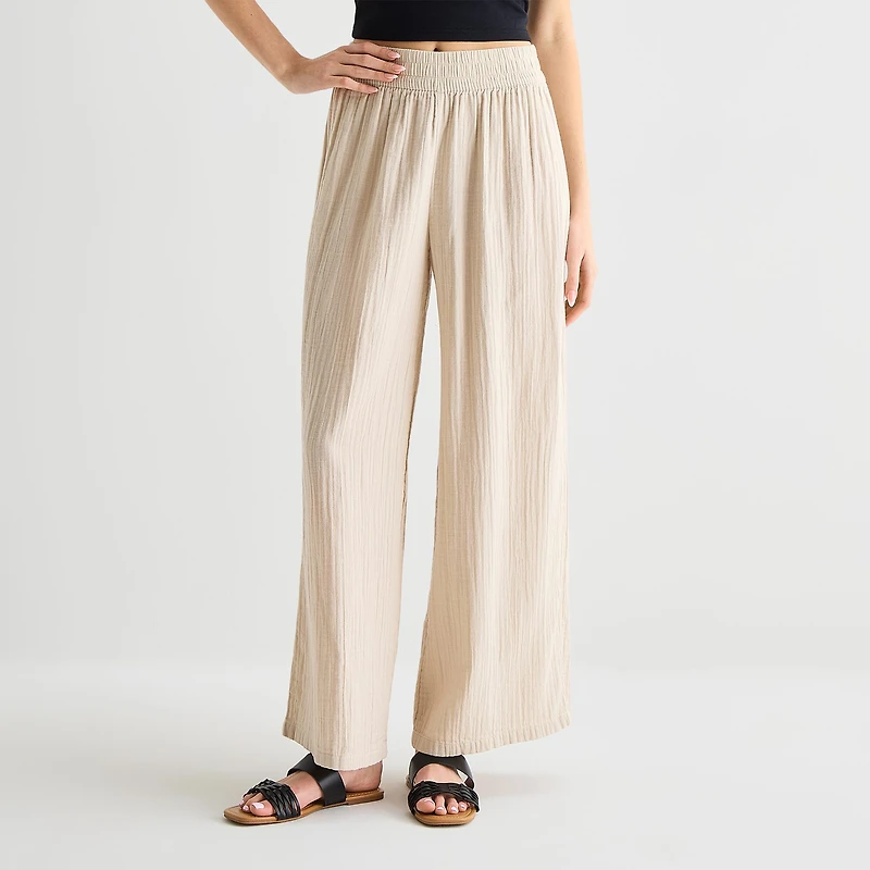 Arizona Womens Juniors Wide Leg Pull-On Pant