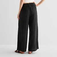 Arizona Womens Juniors Wide Leg Mid Rise Pull-On Pant