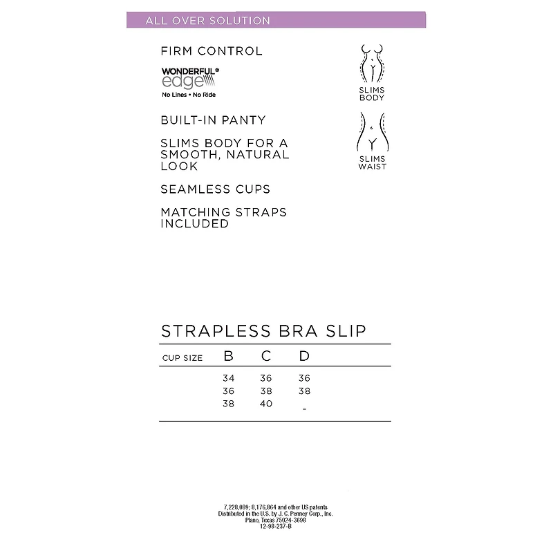 Ambrielle Wonderful Edge® Strapless Convertible Shapewear Slip