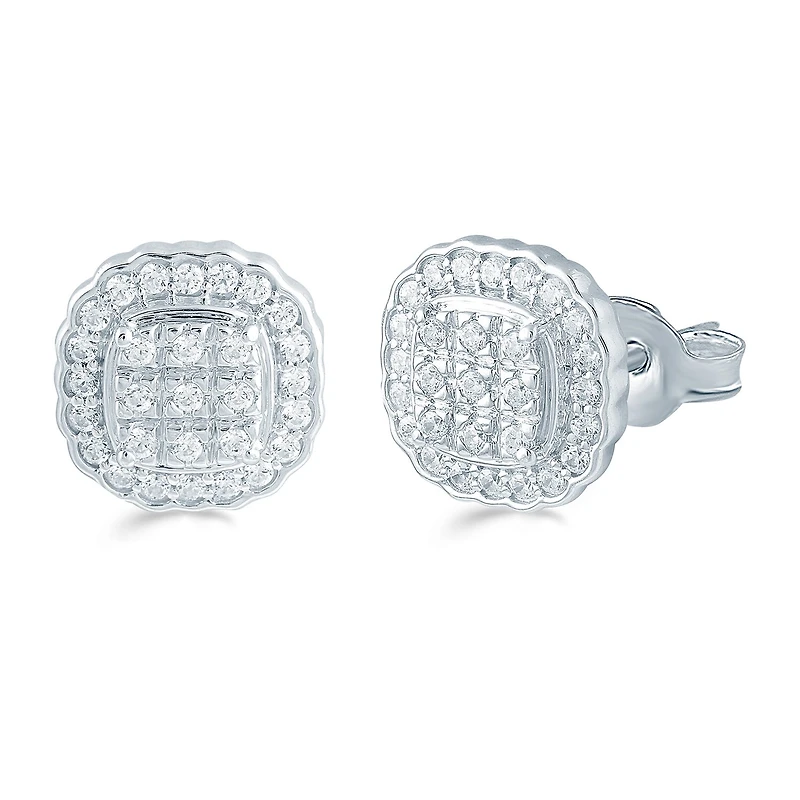 1/2 CT. T.W. Natural White Diamond Sterling Silver 10.9mm Stud Earrings