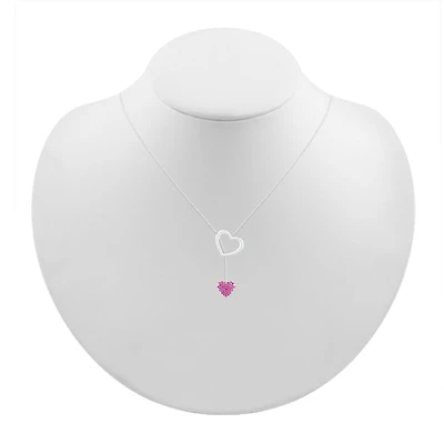 Womens Lab Created Pink Sapphire Sterling Silver Heart 18 Inch Pendant Necklace