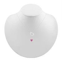 Womens Lab Created Pink Sapphire Sterling Silver Heart 18 Inch Pendant Necklace