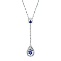 Womens Blue Sapphire Sterling Silver 18 Inch Y Necklace