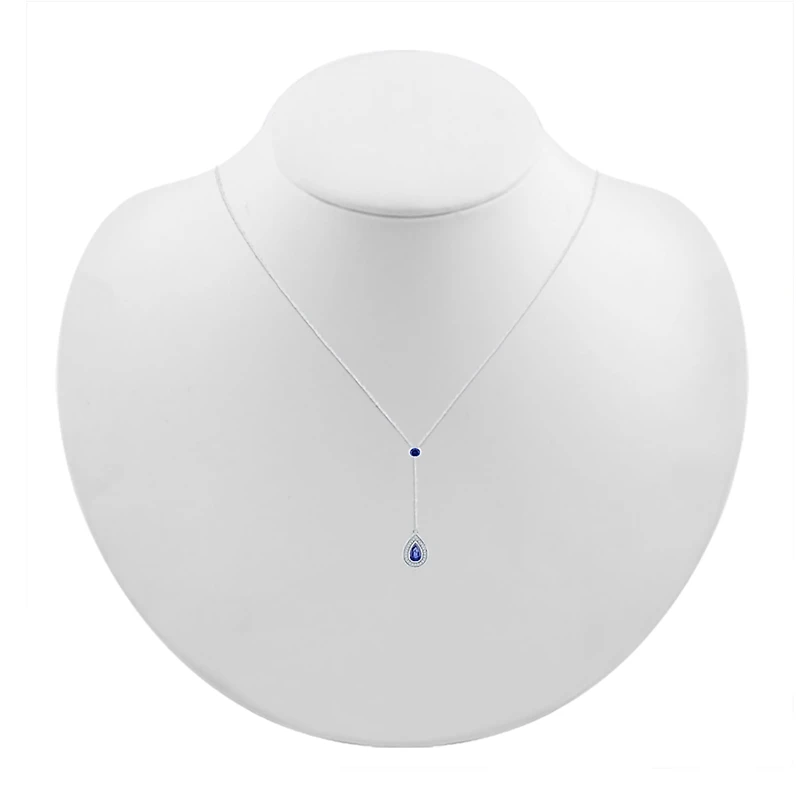 Womens Blue Sapphire Sterling Silver 18 Inch Y Necklace
