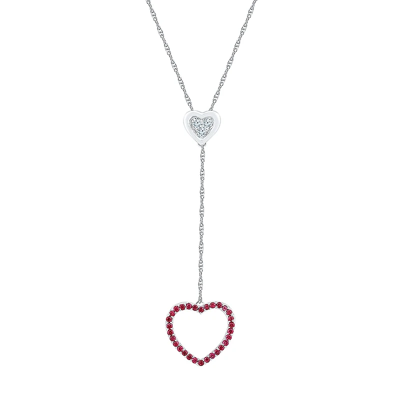 Womens Red Ruby Sterling Silver 18 Inch Y Necklace