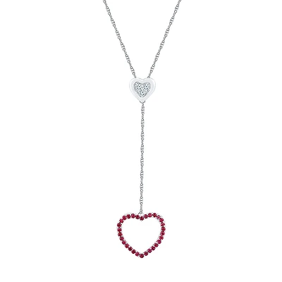 Womens Red Ruby Sterling Silver 18 Inch Y Necklace