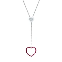 Womens Red Ruby Sterling Silver 18 Inch Y Necklace