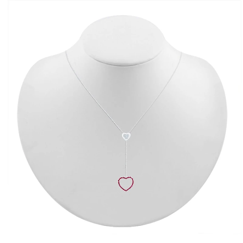 Womens Red Ruby Sterling Silver 18 Inch Y Necklace
