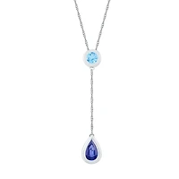 Womens Blue Sapphire Sterling Silver 18 Inch Y Necklace