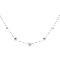 Womens Diamond Accent Lab Created White Sapphire Sterling Silver Heart 18 Inch Pendant Necklace