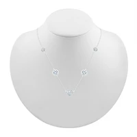 Womens Diamond Accent Lab Created White Sapphire Sterling Silver Heart 18 Inch Pendant Necklace
