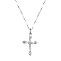 Sparkle Allure Womens White Diamond Accent Pure Silver Over Brass Cross 18 Inch Pendant Necklace