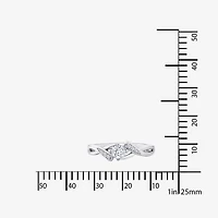 DiamonArt® Womens White Cubic Zirconia Sterling Silver Promise Ring