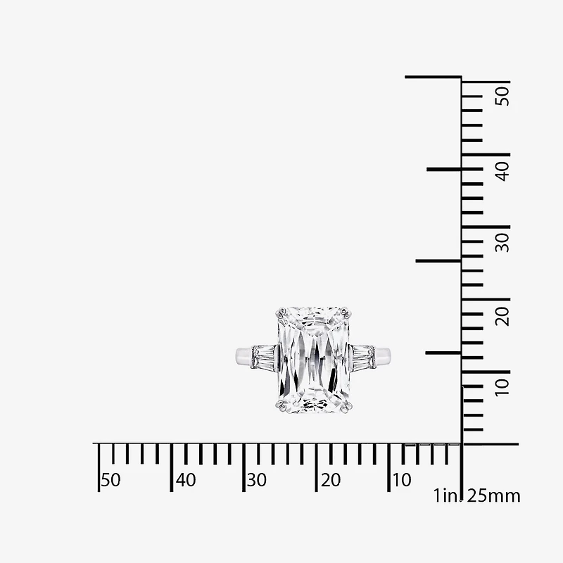 DiamonArt® Womens White Cubic Zirconia Sterling Silver Rectangular Engagement Ring
