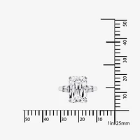 DiamonArt® Womens White Cubic Zirconia Sterling Silver Rectangular Engagement Ring