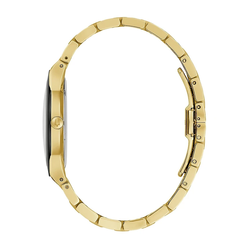 Bulova Mens Gold Tone Stainless Steel Bracelet Watch 97a183