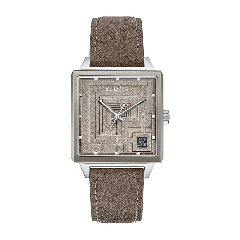 Bulova Mens Leather Strap Watch 96a314