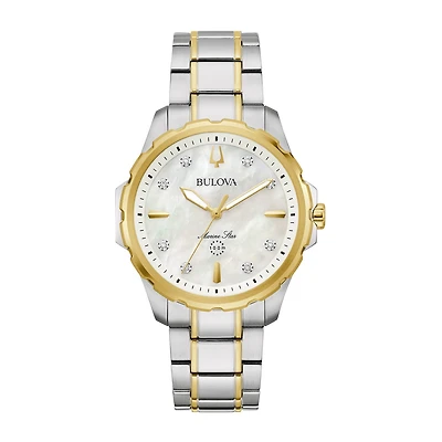 Bulova Performance Womens Two Tone Stainless Steel Bracelet Watch 98p227