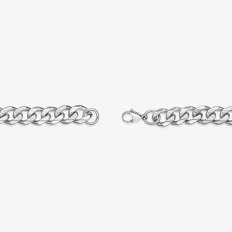 Mens Stainless Steel 9 Inch Solid Cuban Chain Bracelet
