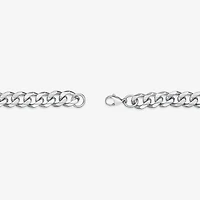 Mens Stainless Steel 9 Inch Solid Cuban Chain Bracelet