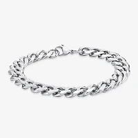 Mens Stainless Steel 9 Inch Solid Cuban Chain Bracelet